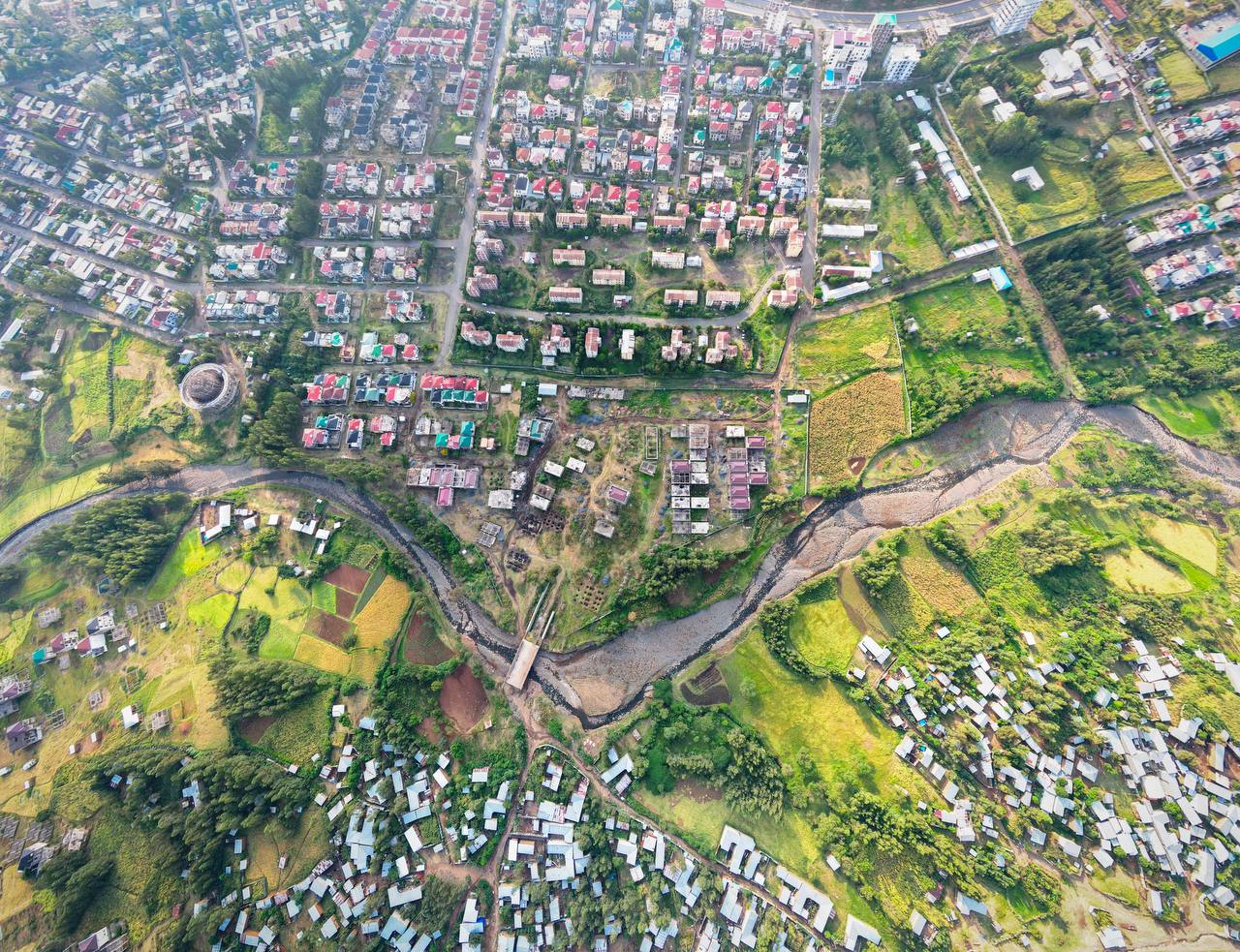 Aerial view of Negestat Gondar residential village site